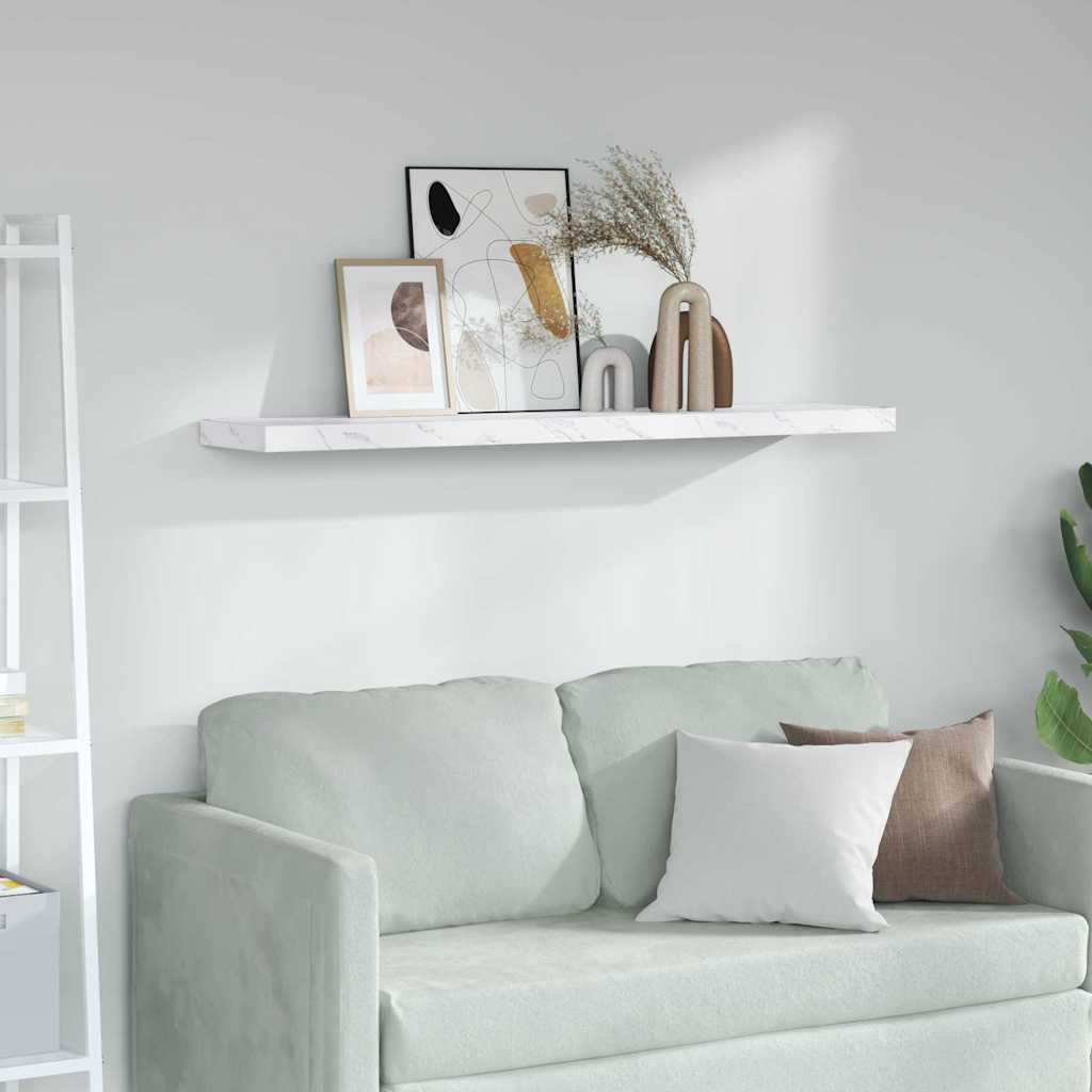 Seinähylly Valkoinen marmori 120 x 23,5 x 4 cm Tekninen puu
