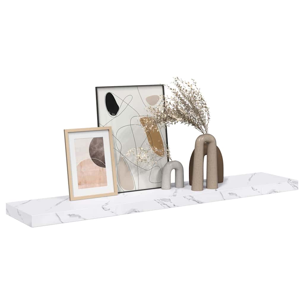 vidaXL Wandplank met opslag Wit Marmer 120 x 23,5 x 4 cm Bewerkt hout