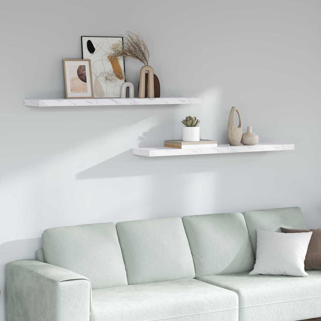 vidaXL Wandregal 2 pcs Weiß Marmor 120 x 23,5 x 4 cm Holzwerkstoff