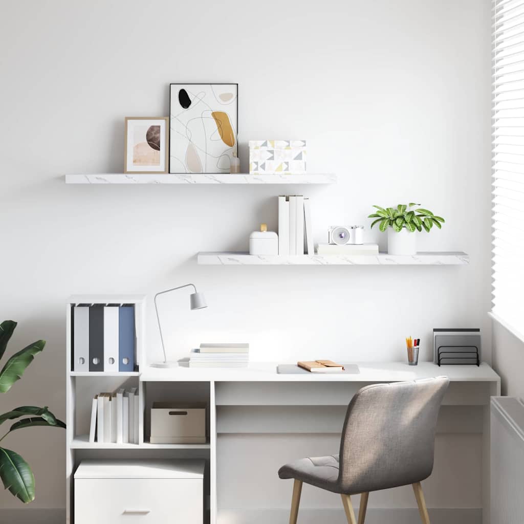 Seinähylly 2 pcs Valkoinen marmori 120 x 23,5 x 4 cm - Image 4