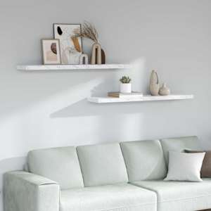 Stenska polica 2 pcs Beli marmor 120 x 23,5 x 4 cm