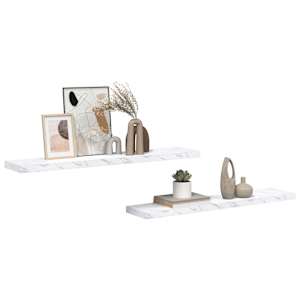 Nástěnná polička Nástěnný 2 pcs Bílý mramor 120 x 23,5 x 4 cm - obrázek 3