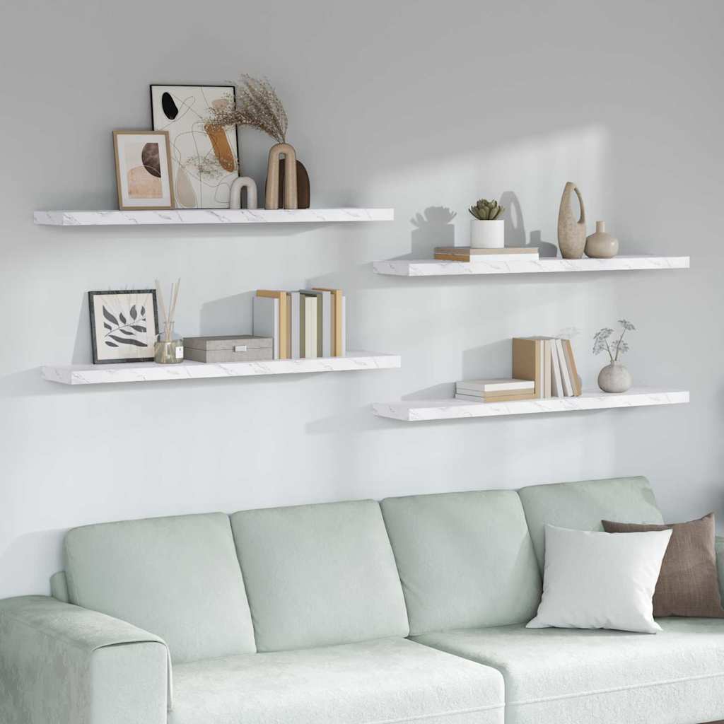 Seinähylly 4 pcs Valkoinen marmori 120 x 23,5 x 4 cm