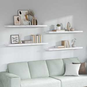 Stenska polica 4 pcs Beli marmor 120 x 23,5 x 4 cm