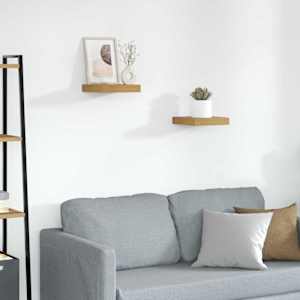 Stenska polica 2 pcs Bež 23 x 23,5 x 4 cm Konstruiran les