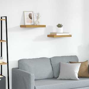 Stenska polica 2 pcs Bež 40 x 23,5 x 4 cm Konstruiran les