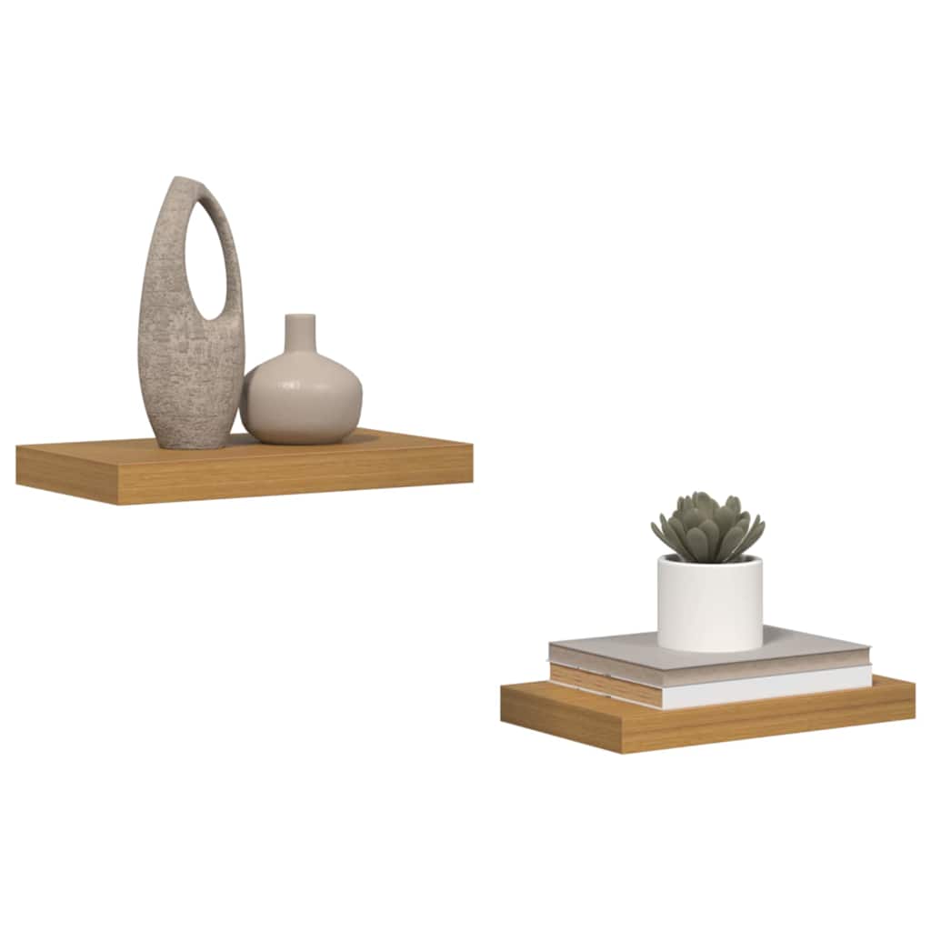 vidaXL Wandplank met opslag 2 pcs Beige 40 x 23,5 x 4 cm Bewerkt hout