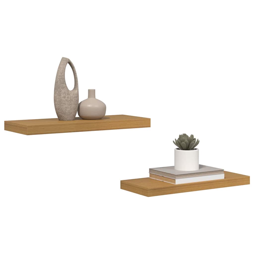 vidaXL Wandplank met opslag 2 pcs Beige 60 x 23,5 x 4 cm Bewerkt hout