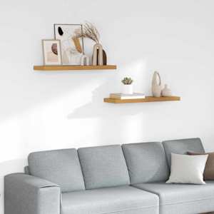 Stenska polica 2 pcs Bež 80 x 23,5 x 4 cm Konstruiran les