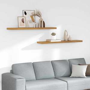 Stenska polica 2 pcs Bež 120 x 23,5 x 4 cm Konstruiran les