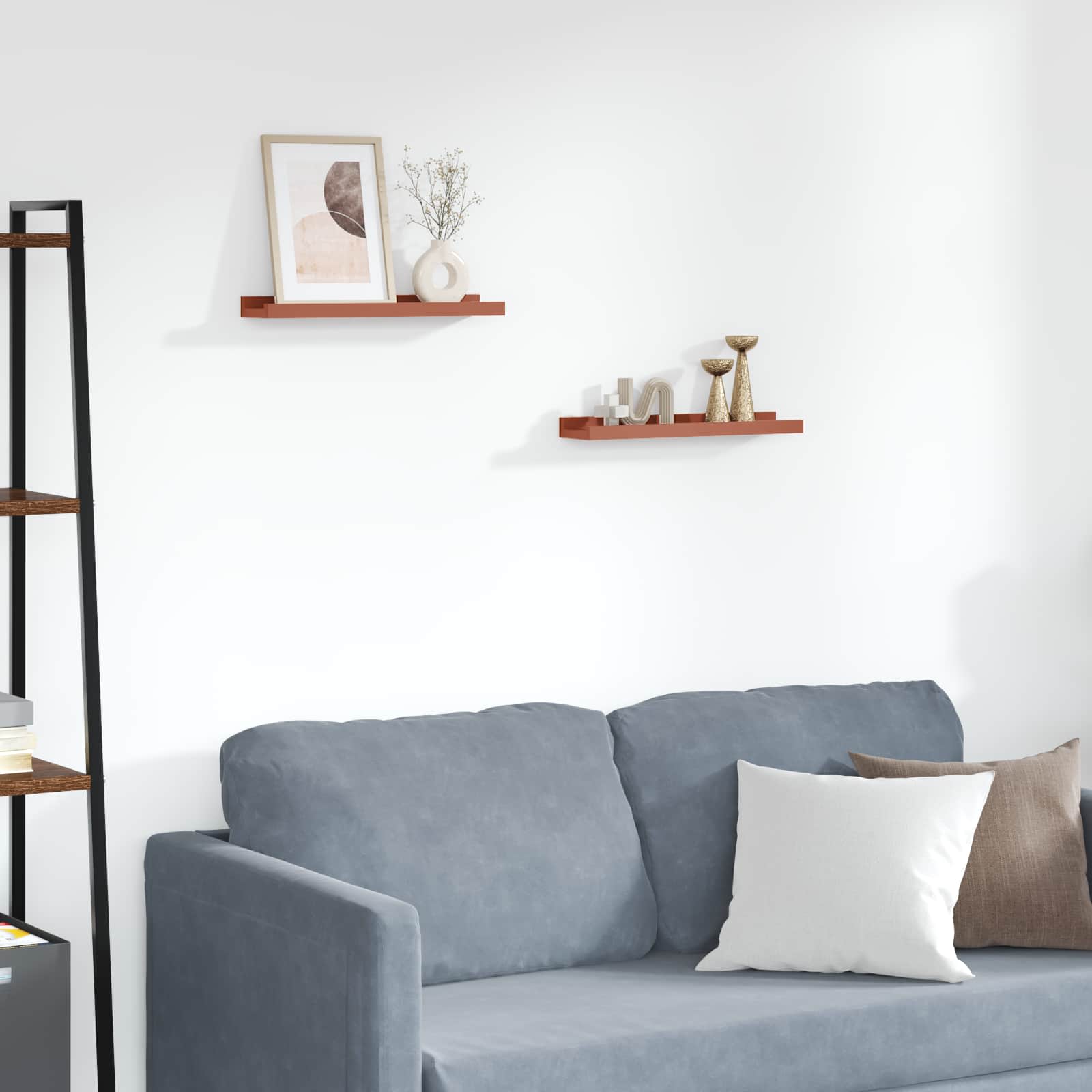 Seinähylly hyllyllä 2 pcs Punainen 40 x 9 x 3 cm Tekninen puu