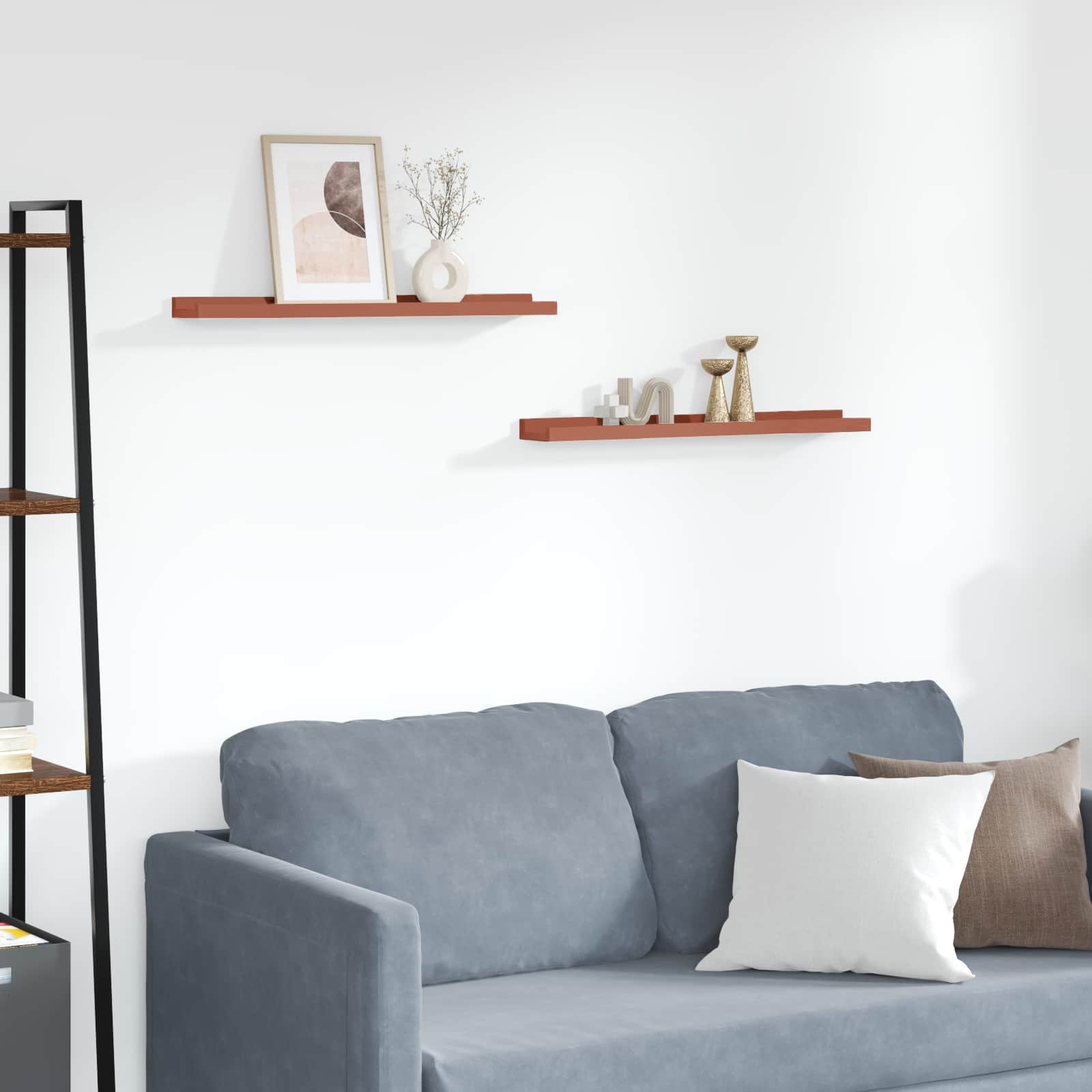 Seinähylly hyllyllä 2 pcs Punainen 60 x 9 x 3 cm Tekninen puu