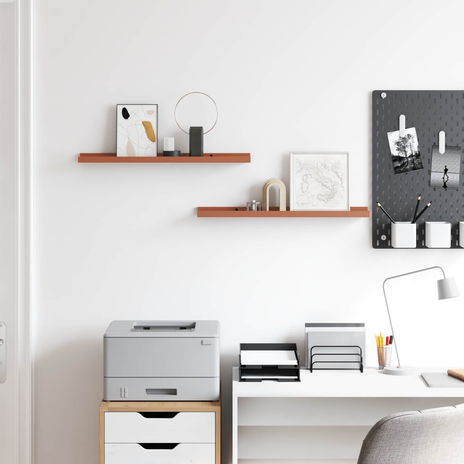 Seinähylly hyllyllä 2 pcs Punainen 60 x 9 x 3 cm Tekninen puu - Image 4