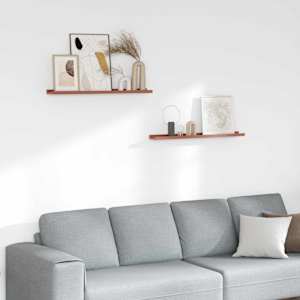 Stenska polica 2 pcs Rdeča 80 x 9 x 3 cm Konstruiran les