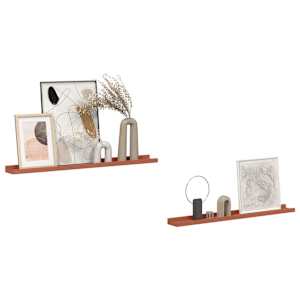 Nástěnná polička 2 pcs Červená 80 x 9 x 3 cm kompozitní dřevo - obrázek 3