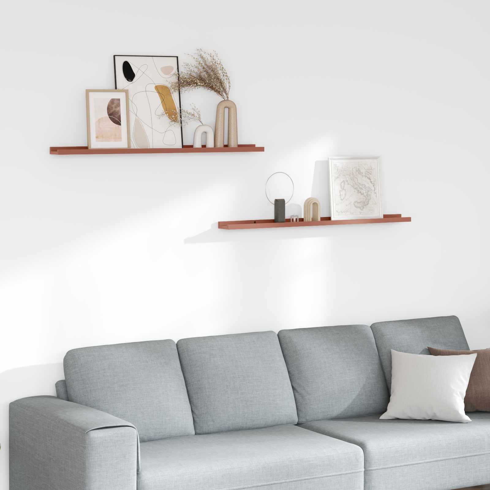 Seinähylly hyllyllä 2 pcs Punainen 100 x 9 x 3 cm Tekninen puu