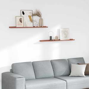 Stenska polica 2 pcs Rdeča 100 x 9 x 3 cm Konstruiran les