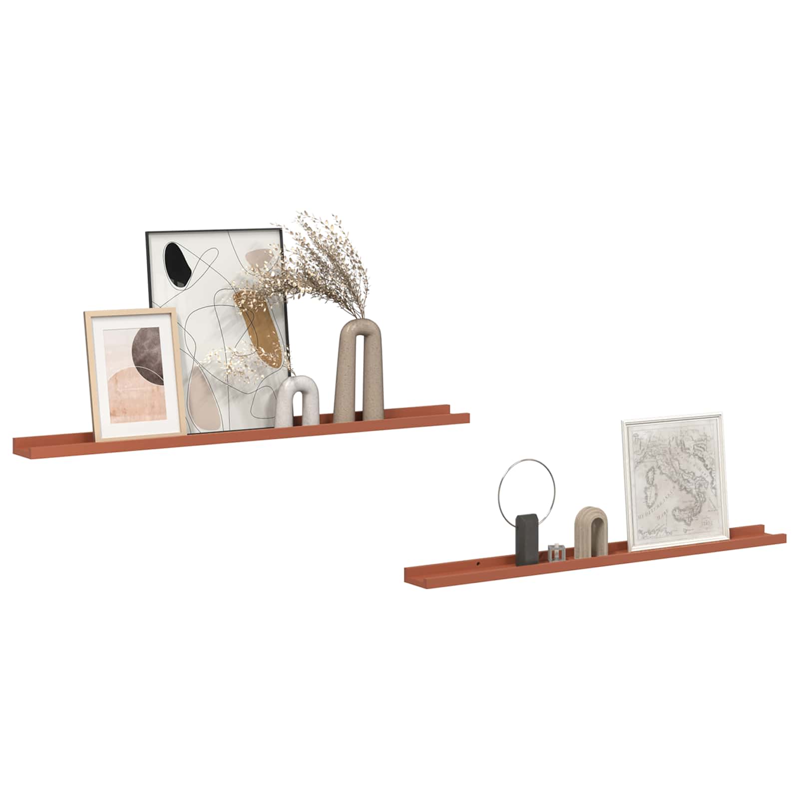 vidaXL Wandplank met plank 2 pcs Rood 100 x 9 x 3 cm Bewerkt hout