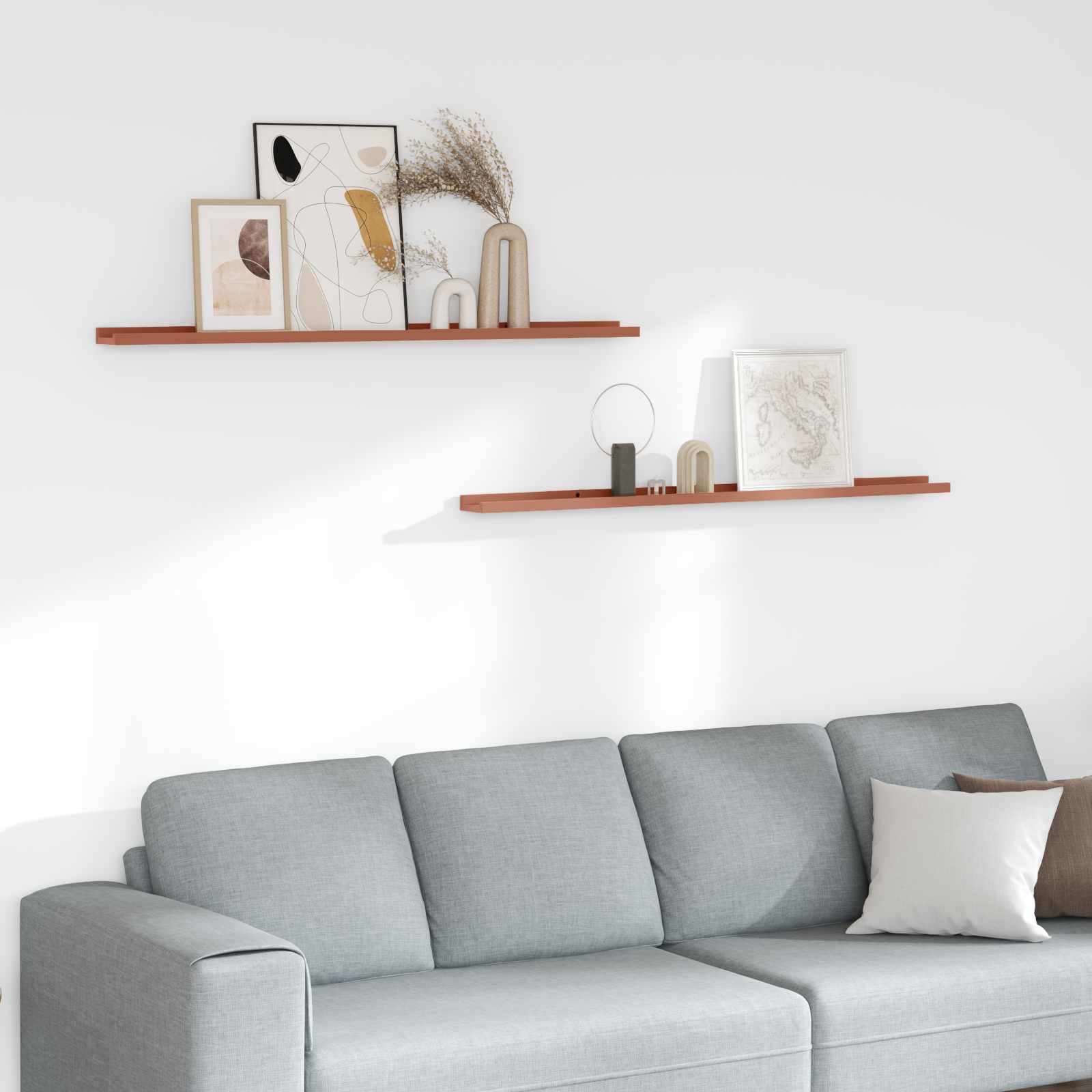 vidaXL Raft de perete cu raft 2 pcs Roșu 115 x 9 x 3 cm Lemn compozit