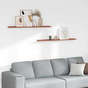 Stenska polica 2 pcs Rdeča 115 x 9 x 3 cm Konstruiran les