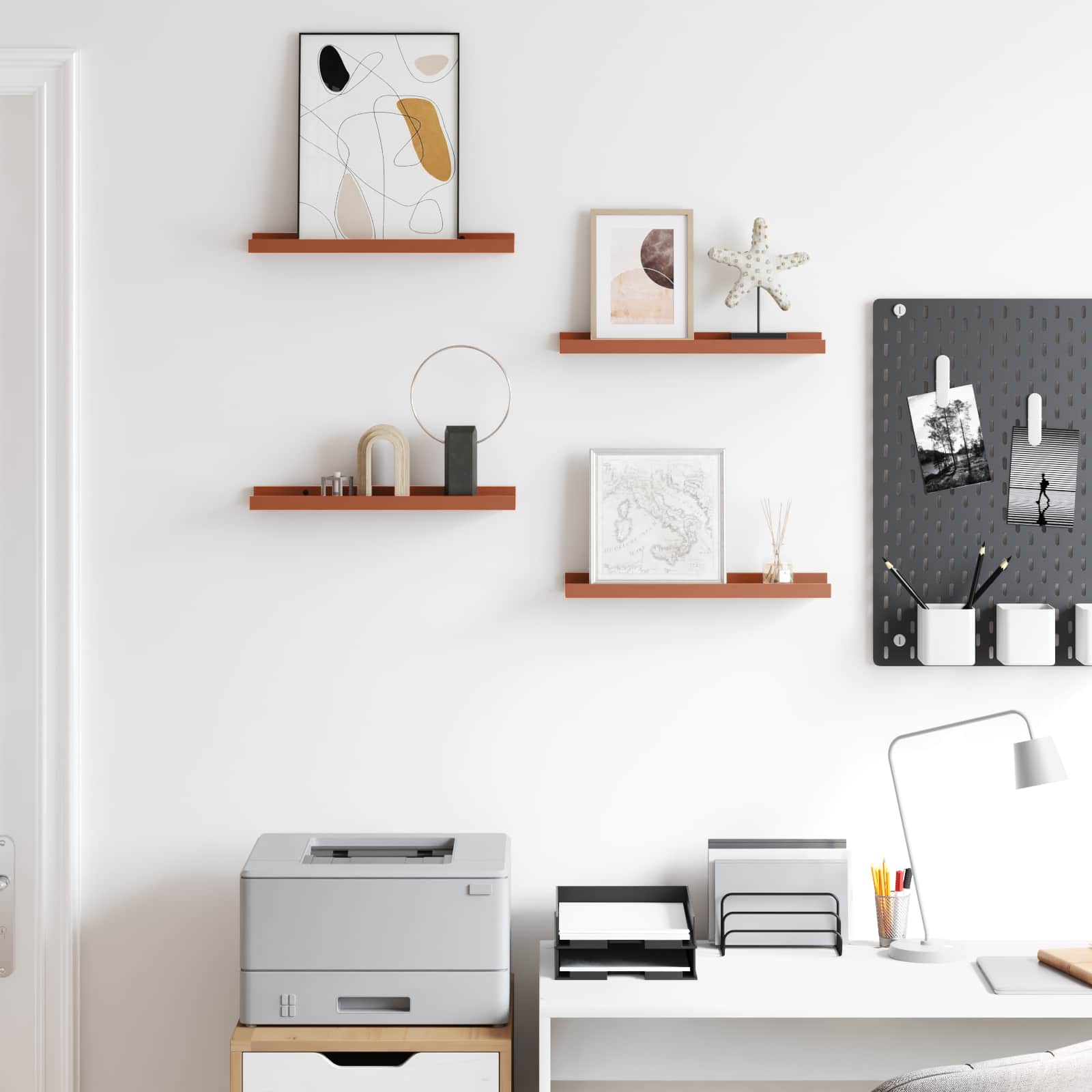 Seinähylly hyllyllä 4 pcs Punainen 40 x 9 x 3 cm Tekninen puu - Image 4