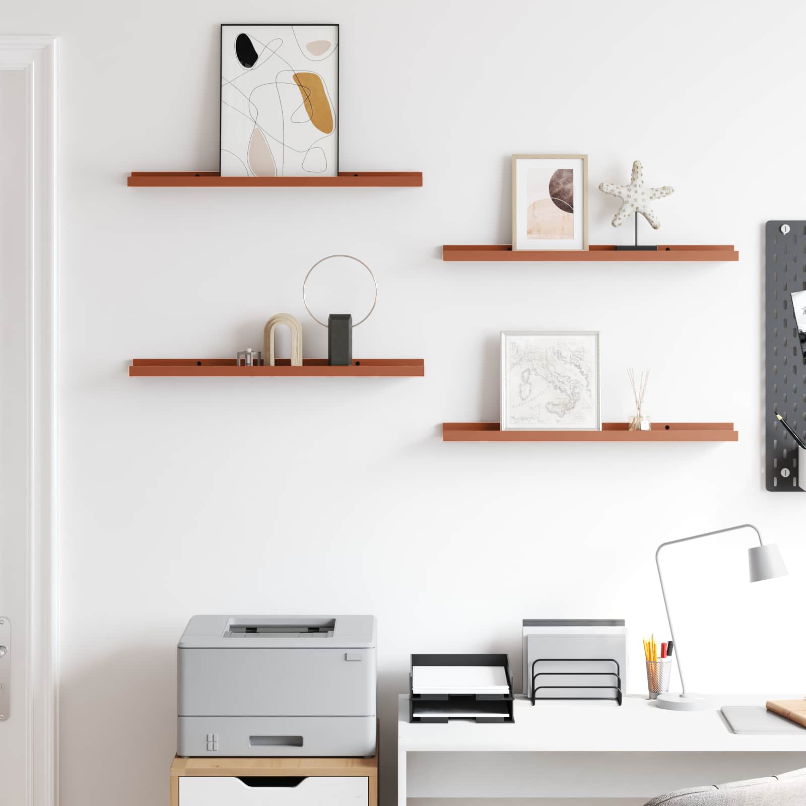 Seinähylly hyllyllä 4 pcs Punainen 60 x 9 x 3 cm Tekninen puu - Image 4