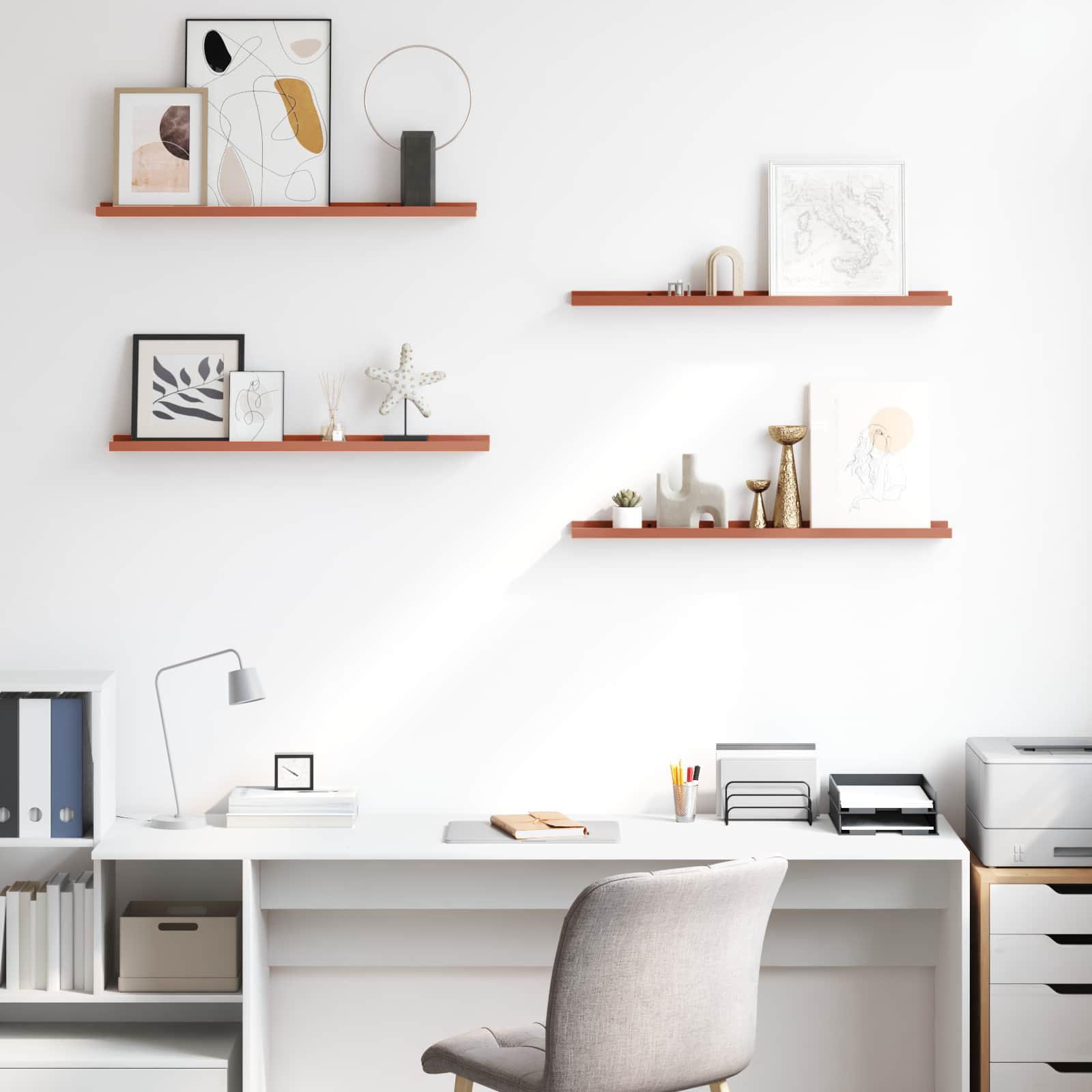 Seinähylly hyllyllä 4 pcs Punainen 80 x 9 x 3 cm Tekninen puu - Image 4