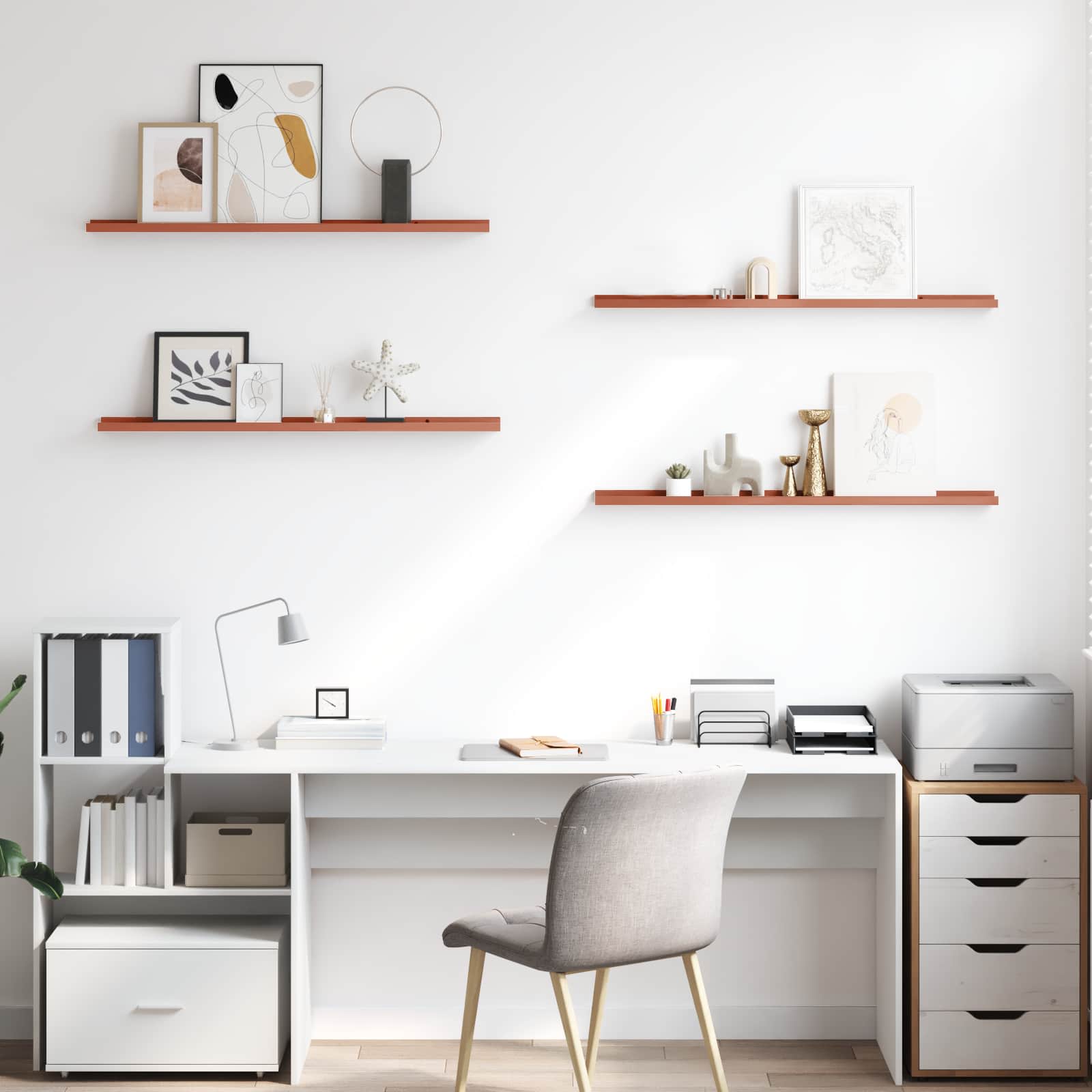 Seinähylly hyllyllä 4 pcs Punainen 100 x 9 x 3 cm Tekninen puu - Image 4