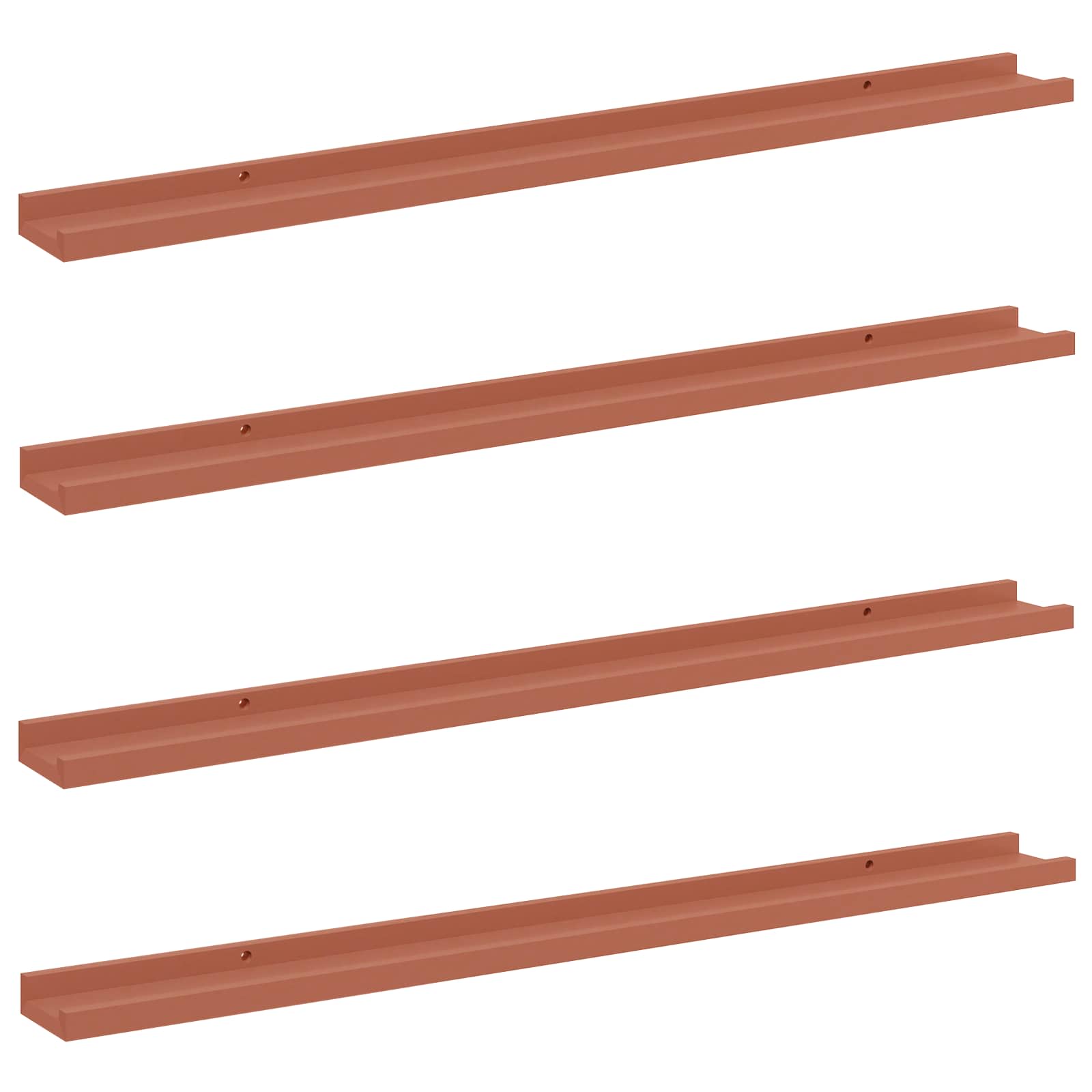 VidaXL Wandplank Met Plank 4 Pcs Rood 100 X 9 X 3 Cm Bewerkt Hout