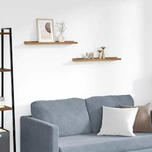 Stenska polica 2 pcs Rjava 60 x 9 x 3 cm Konstruiran les