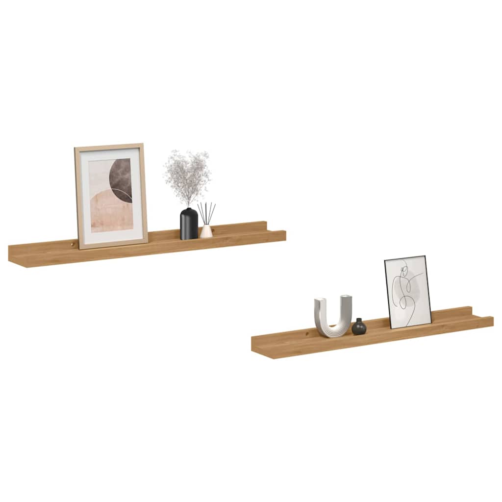 vidaXL Wandplank met plank 2 pcs Bruin 60 x 9 x 3 cm Bewerkt hout