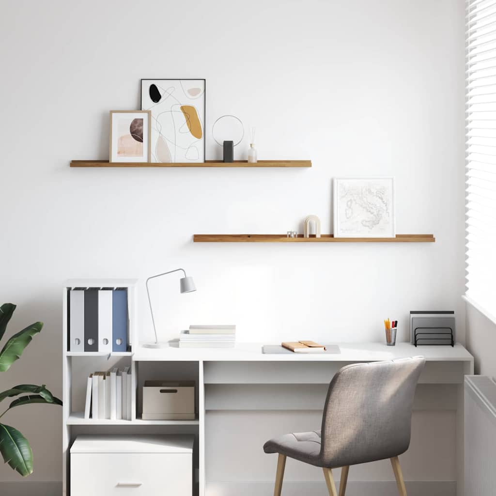 Seinähylly hyllyllä 2 pcs Ruskea 115 x 9 x 3 cm Tekninen puu - Image 4