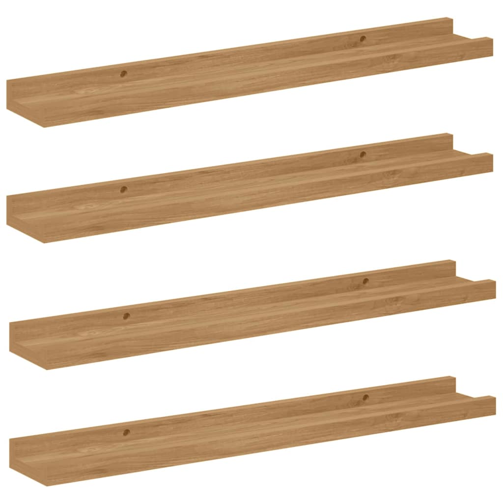 Seinähylly hyllyllä 4 pcs Ruskea 60 x 9 x 3 cm Tekninen puu
