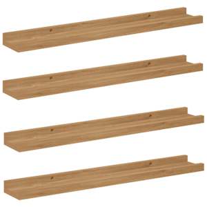 Nástěnná polička 4 pcs Hnědá 60 x 9 x 3 cm kompozitní dřevo - obrázek 2
