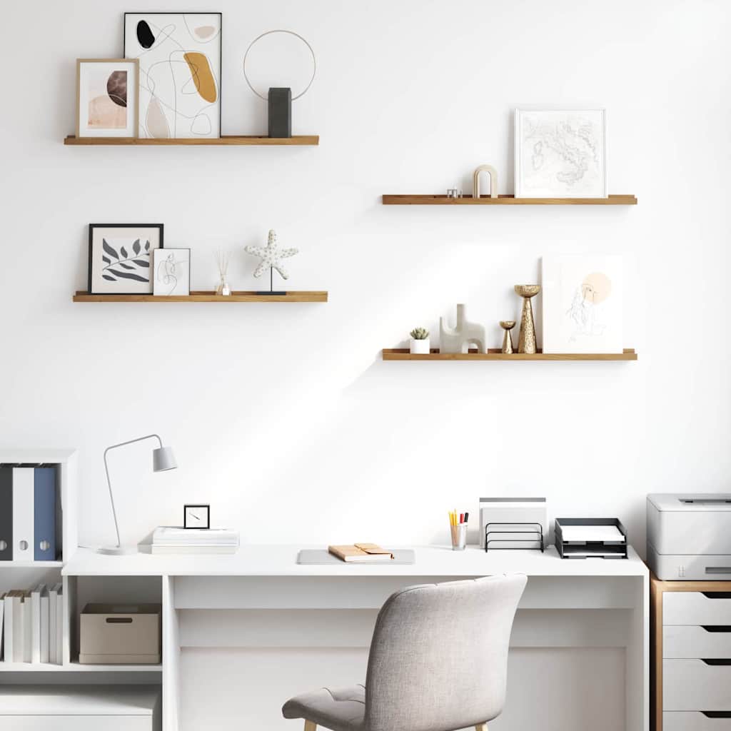 Seinähylly hyllyllä 4 pcs Ruskea 80 x 9 x 3 cm Tekninen puu - Image 4