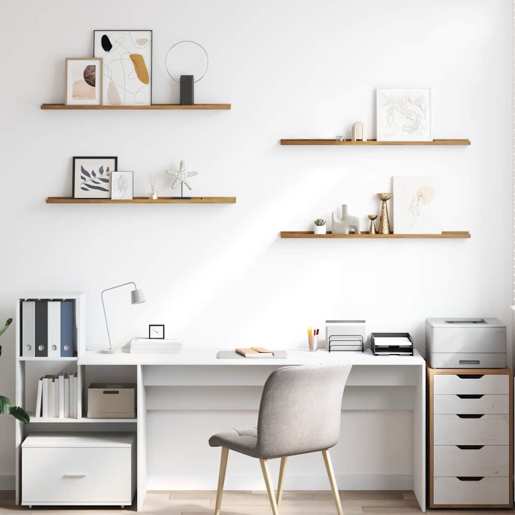 Seinähylly hyllyllä 4 pcs Ruskea 100 x 9 x 3 cm Tekninen puu - Image 4