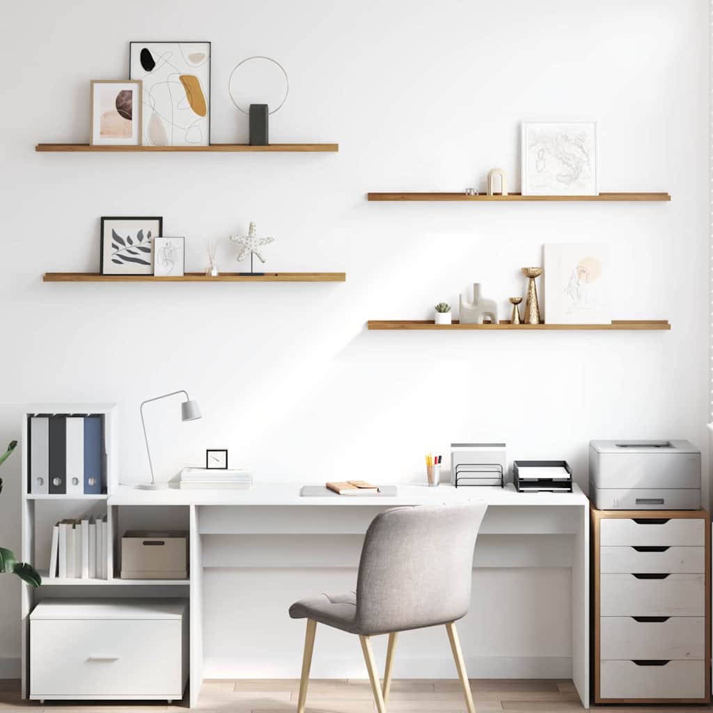 Seinähylly hyllyllä 4 pcs Ruskea 115 x 9 x 3 cm Tekninen puu - Image 4