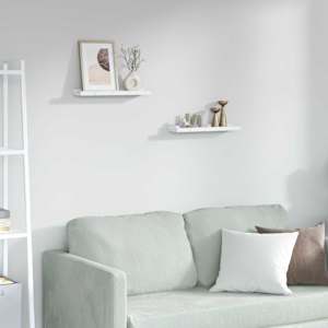 Stenska polica 2 pcs Beli marmor 40 x 9 x 3 cm Konstruiran les