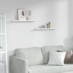 Stenska polica 2 pcs Beli marmor 60 x 9 x 3 cm Konstruiran les