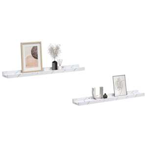 Nástěnná polička s policí 2 pcs Bílý mramor 60 x 9 x 3 cm - obrázek 3