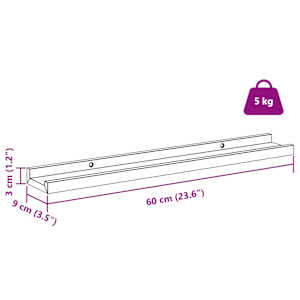 Nástěnná polička s policí 2 pcs Bílý mramor 60 x 9 x 3 cm - obrázek 13