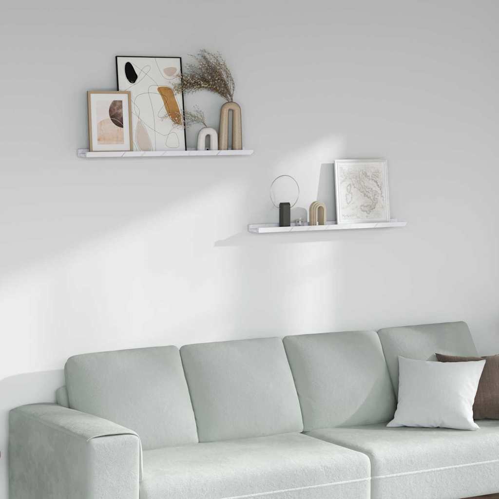 vidaXL Wandregal 2 pcs Weiß Marmor 80 x 9 x 3 cm Holzwerkstoff