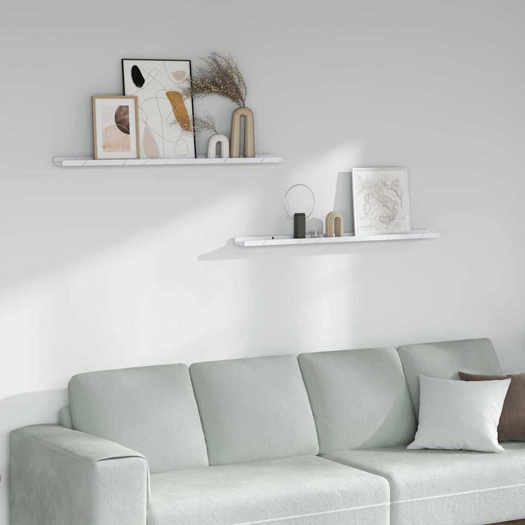 vidaXL Wandregal 2 pcs Weiß Marmor 100 x 9 x 3 cm Holzwerkstoff