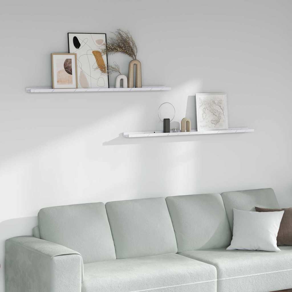 vidaXL Wandregal 2 pcs Weiß Marmor 115 x 9 x 3 cm Holzwerkstoff