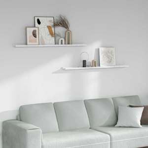 Stenska polica 2 pcs Beli marmor 115 x 9 x 3 cm Konstruiran les