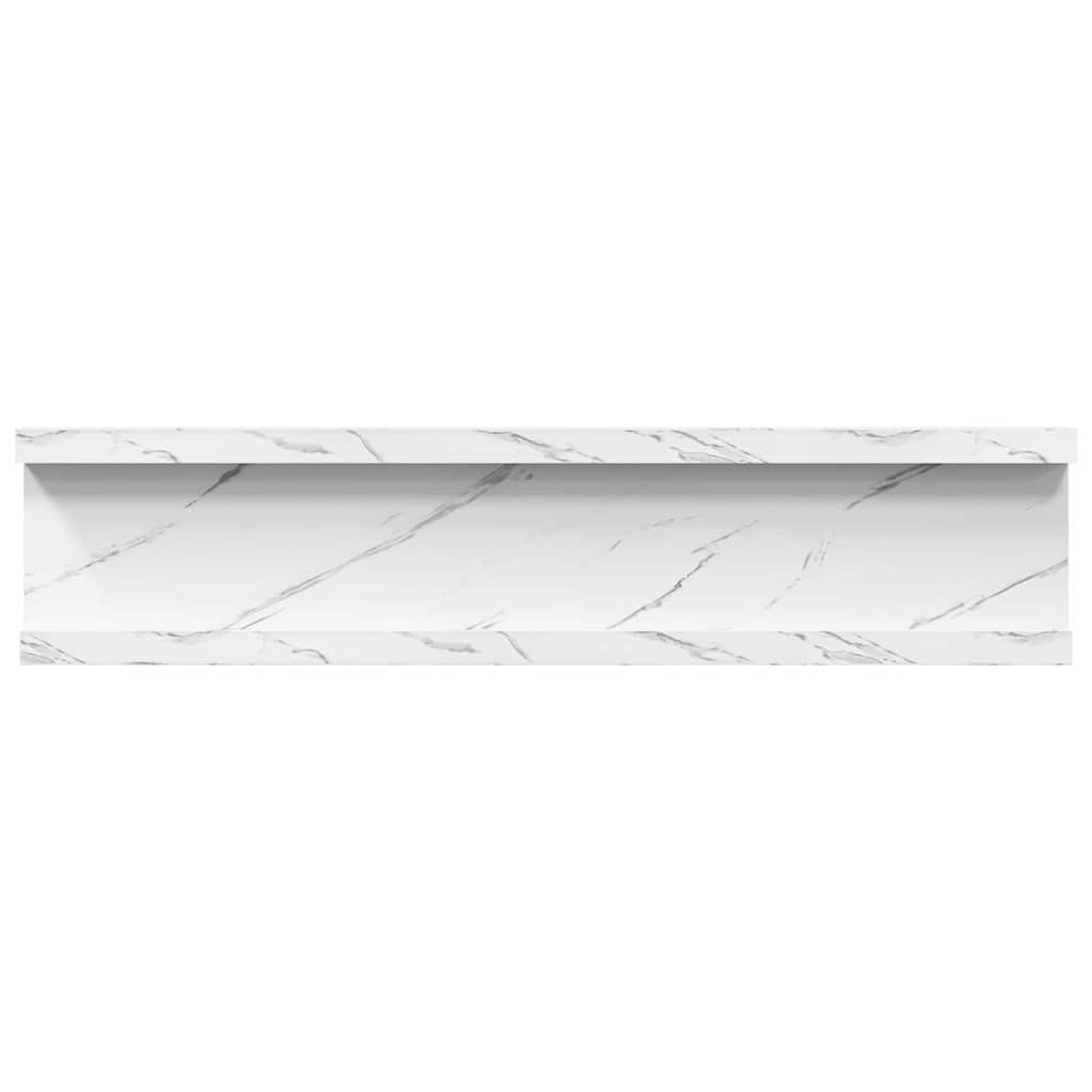 Seinähylly 4 pcs Valkoinen marmori 40 x 9 x 3 cm Tekninen puu - Image 10