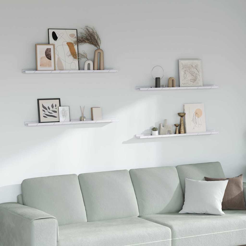 vidaXL Wandregal 4 pcs Weiß Marmor 100 x 9 x 3 cm Holzwerkstoff