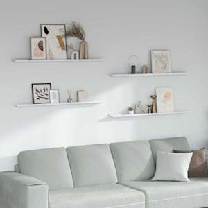 Stenska polica 4 pcs Beli marmor 115 x 9 x 3 cm Konstruiran les