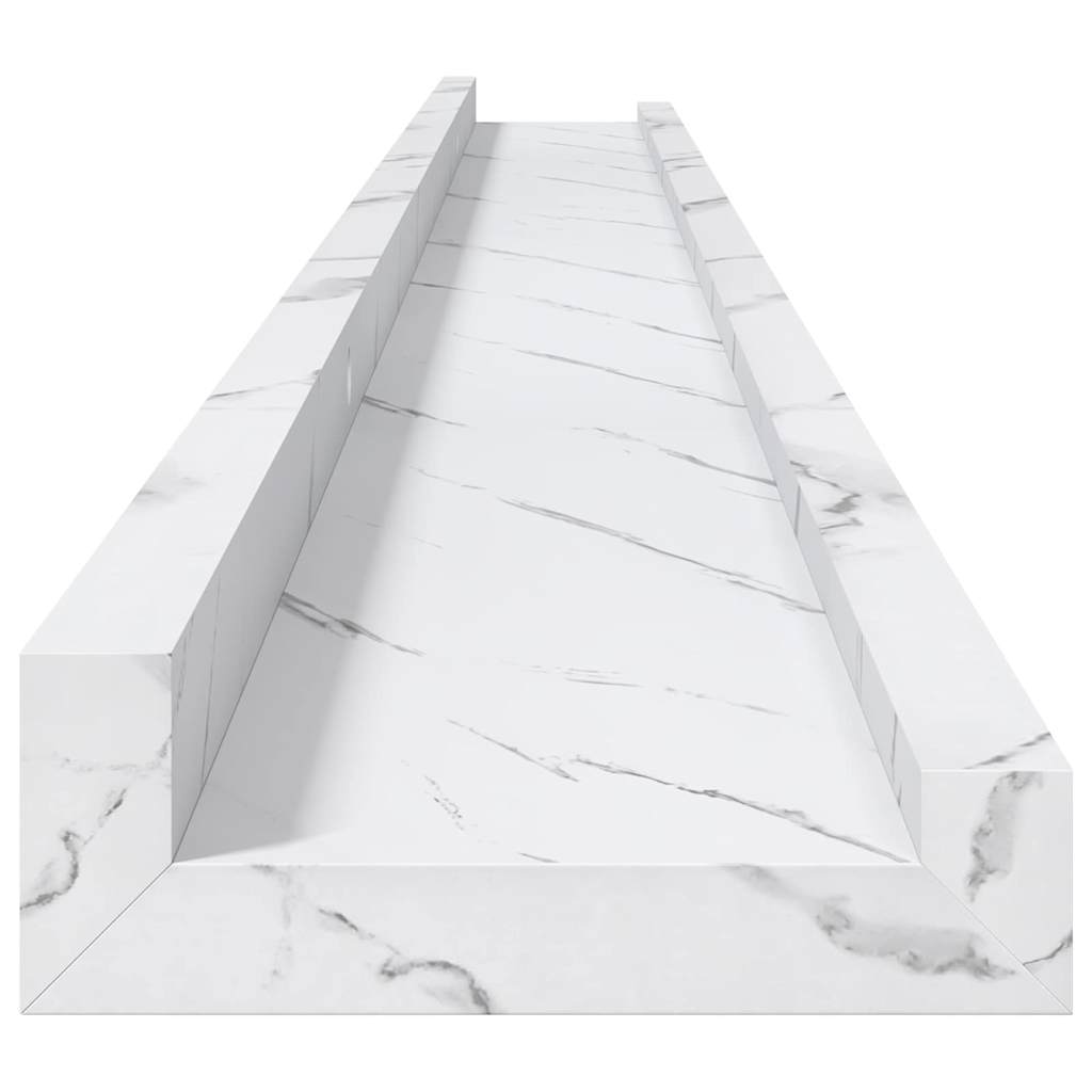 Seinähylly 4 pcs Valkoinen marmori 115 x 9 x 3 cm Tekninen puu - Image 8