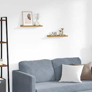 Stenska polica s polico 2 pcs Bež 40 x 9 x 3 cm Konstruiran les